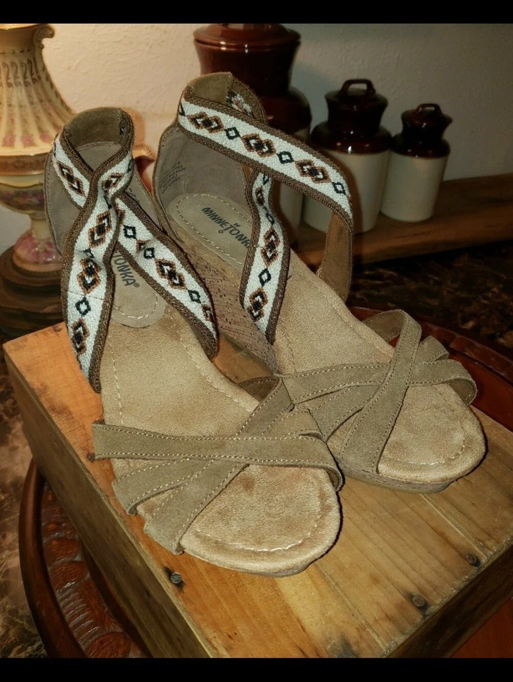 MinnetonkaDrew Wedge Sandal Stretchy & Strappy